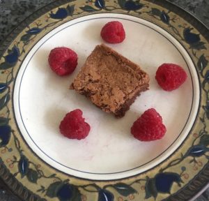 Raspberries go great with these brownies.