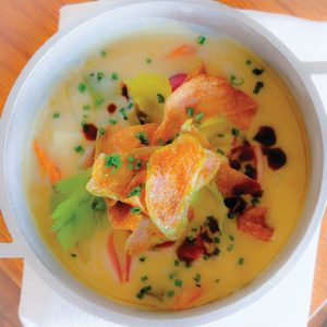 Santo Cielo dishes like tie scallop chowder with glazed carrots and roasted leeks are heavenly.