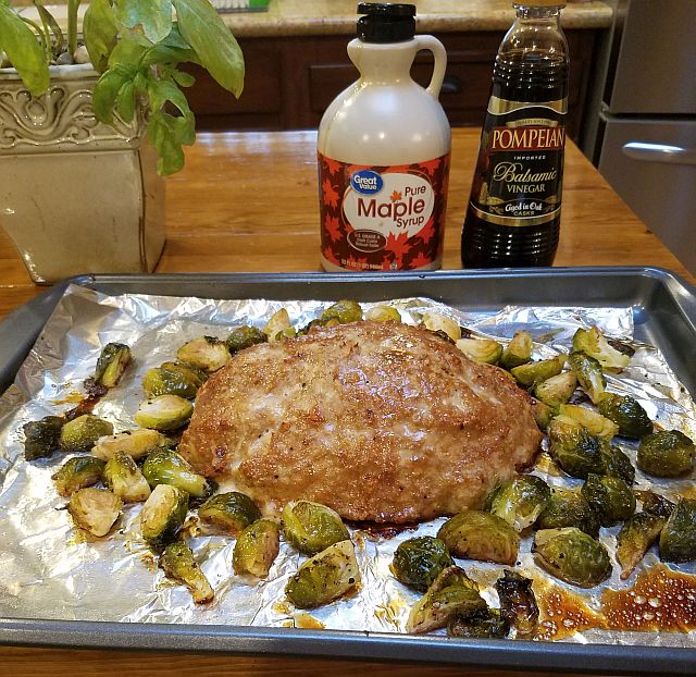 Alice’s Maple Balsamic-Glazed Meatloaf and Brussels Sprouts