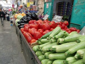 Farmers Markets and the main Jerusalem market pictured here offer the fresh produce and samples of cuisines trending now. (Photo by J Jacobs)