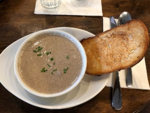 Mushroom soup at That Little French Guy in Highland Park, IL. (J Jacobs photo)