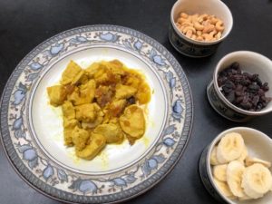 Chicken Curry and condiments is a specialty at one suburban Chicago place. (J Jacobs photo)